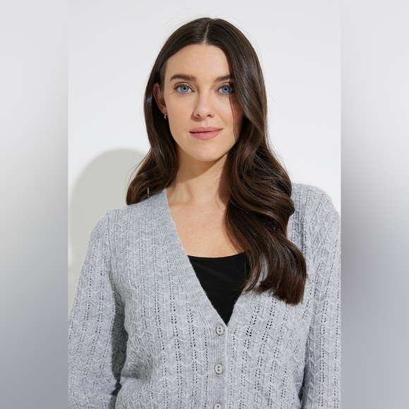 Emproved Puff-sleeve Cardigan Style A2212 In Dove Grey Size Small - Picture 14 of 15